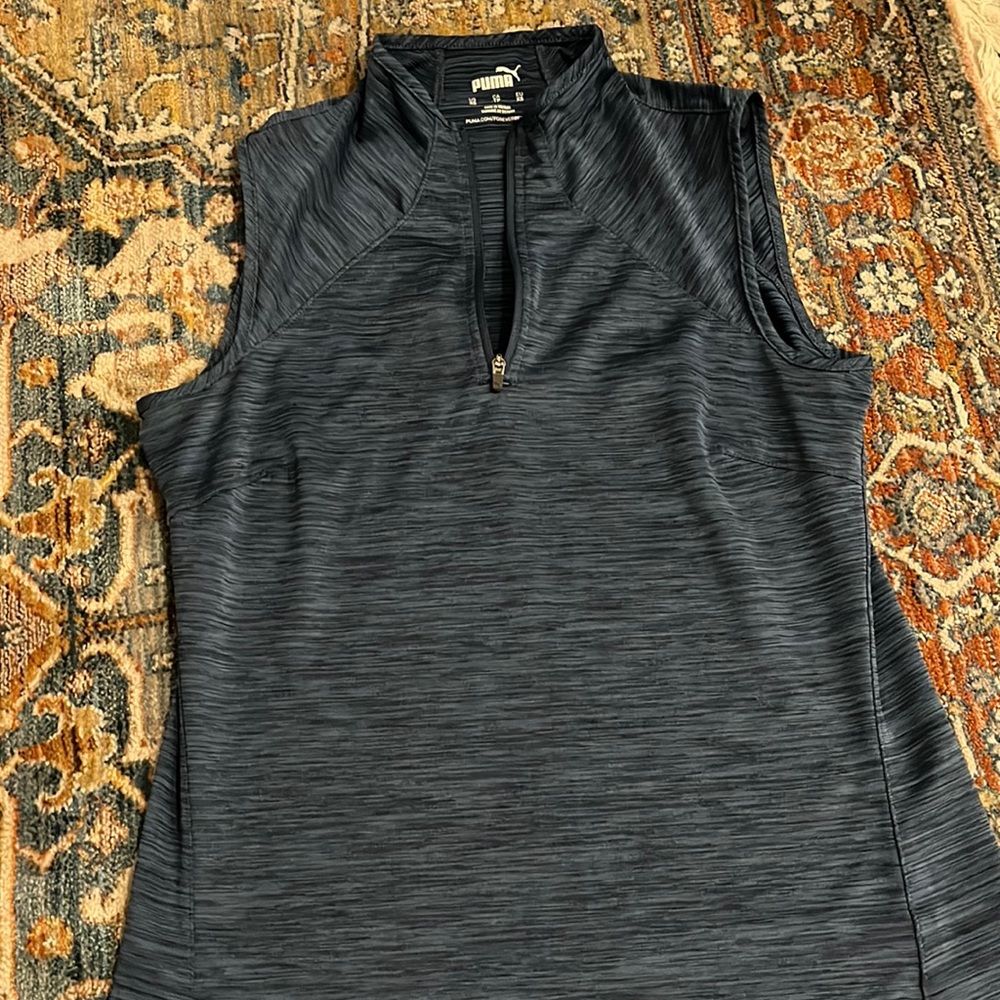 Puma Front Zip Mock-Neck Tennis Tank Top